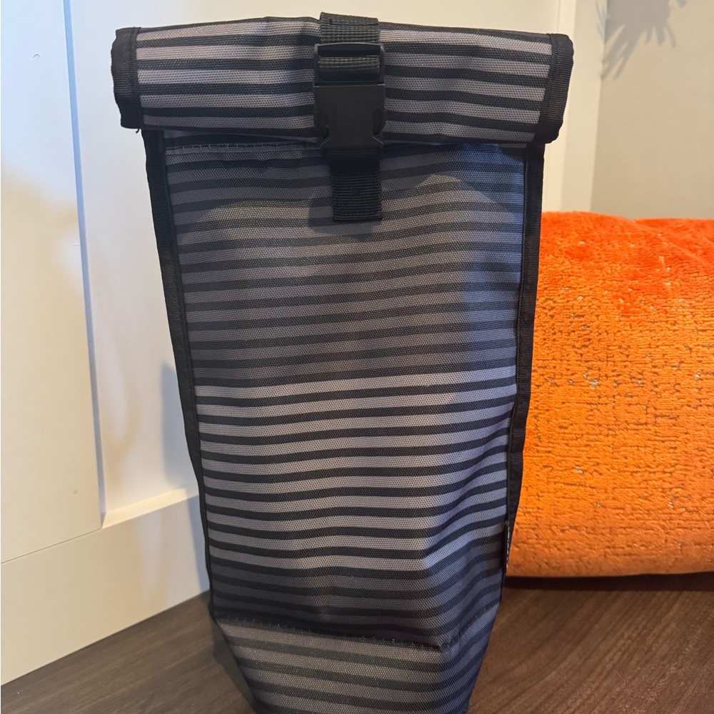 PackIt Brand Grey & Black Striped Portable Wine Cooler Bag